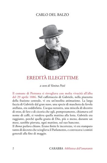 Eredità illegittime - Carlo Del Balzo - Libro Carabba 2018, Biblioteca dell'amaranto | Libraccio.it