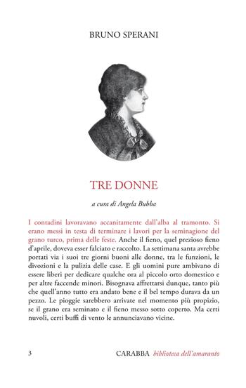 Tre donne - Bruno Sperani - Libro Carabba 2020, Biblioteca dell'amaranto | Libraccio.it