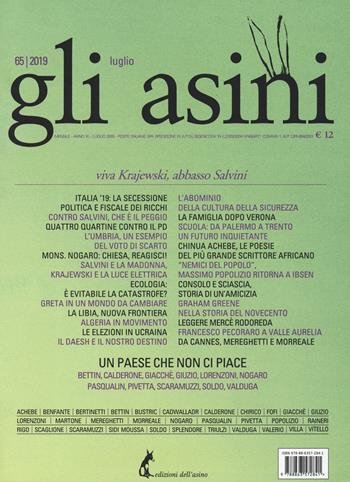 Gli asini. Rivista di educazione e intervento sociale (2019). Vol. 65: Viva Krajewski, abbasso Salvini  - Libro Edizioni dell'Asino 2019 | Libraccio.it