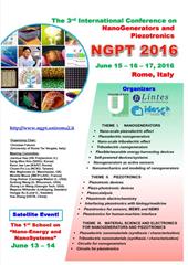 The 3rd international conference on nanogenerators and piezotronics. NGPT 2016 (Rome, June 15-16-17)