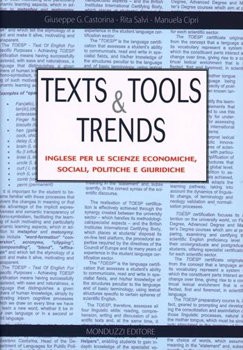 Texts and tools and trends. Inglese per le scienze economiche, sociali, politiche e giuridiche - Giuseppe G. Castorina, Rita Salvi, Manuela Cipri - Libro Monduzzi 2011 | Libraccio.it