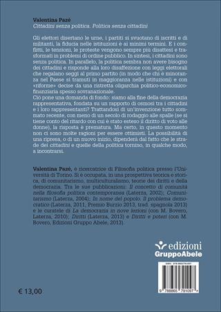 Cittadini senza politica. Politica senza cittadini - Valentina Pazé - Libro EGA-Edizioni Gruppo Abele 2016, I ricci | Libraccio.it