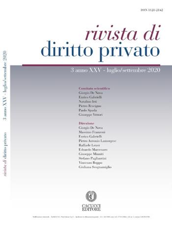 Rivista di diritto privato (2020). Vol. 3: Luglio-settembre.  - Libro Cacucci 2020 | Libraccio.it