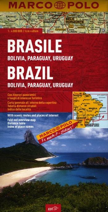 Brasile, Bolivia, Paraguay, Uruguay 1:4.000.000  - Libro Marco Polo 2012, Carte stradali Marco Polo | Libraccio.it