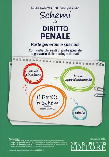 Schemi di diritto penale. Parte generale e speciale. Con aggiornamento online - Laura Bonfantini, Giorgia Villa - Libro Neldiritto Editore 2016, Il diritto in schemi | Libraccio.it