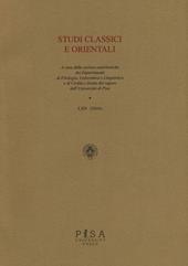 Studi classici e orientali (2016). Vol. 62