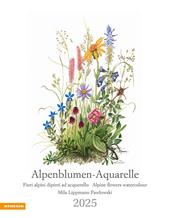 Alpenblumen-Aquarelle. Kalender 2025