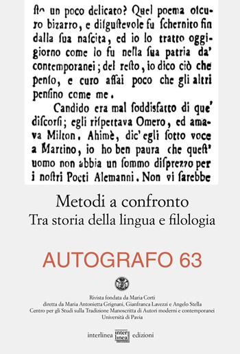 Autografo (2020). Vol. 63: Metodi a confronto. Tra storia della lingua e filologia.  - Libro Interlinea 2020, Autografo | Libraccio.it