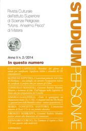Studium personae. Rivista culturale dell'Istituto superiore di scienze religiose Mons. A. Pecci di Matera (2014). Vol. 2
