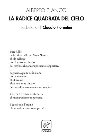La radice quadrata del cielo - Alberto Blanco - Libro Ensemble 2017 | Libraccio.it