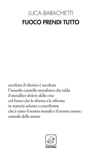 Fuoco prendi tutto - Luca Barachetti - Libro Ensemble 2018, Alter | Libraccio.it