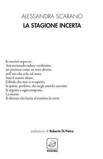La stagione incerta - Alessandra Scarano - Libro Ensemble 2019, Alter | Libraccio.it