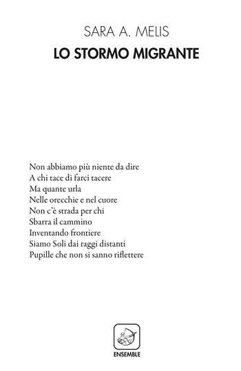 Lo stormo migrante - Sara Melis - Libro Ensemble 2019, Alter | Libraccio.it