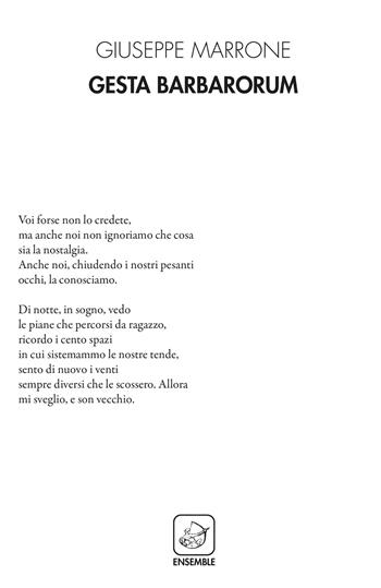 Gesta barbarorum - Giuseppe Marrone - Libro Ensemble 2019, Alter | Libraccio.it