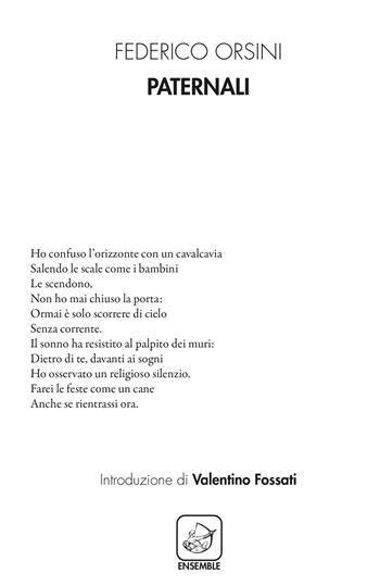 Paternali - Federico Orsini - Libro Ensemble 2020, Alter Leontopodium | Libraccio.it