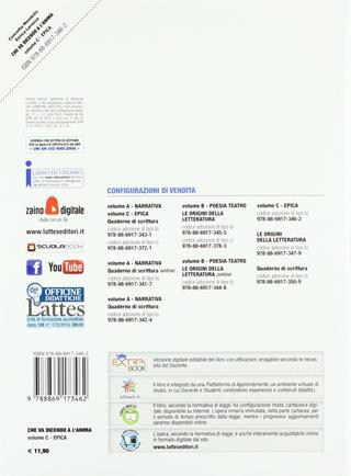 Che va dicendo a l'anima. Per il biennio delle Scuole superiori. Con ebook. Con espansione online. Vol. C: Epica - Enrica Lavazza, Concetta Mondello - Libro Lattes 2018 | Libraccio.it