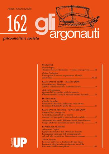 Gli argonauti. Psicoanalisi e società (2020). Vol. 162  - Libro Padova University Press 2020 | Libraccio.it