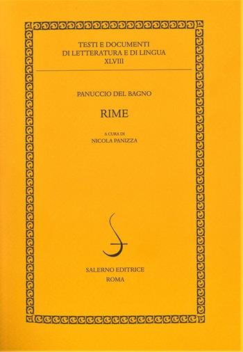Rime - Panuccio del Bagno - Libro Salerno Editrice 2023, Testi e documenti di letteratura e lingua | Libraccio.it