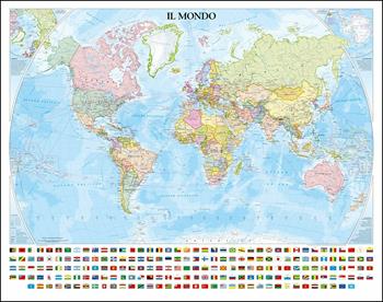 Planisfero politico con bandiere. Tubo  - Libro Libreria Geografica 2016 | Libraccio.it