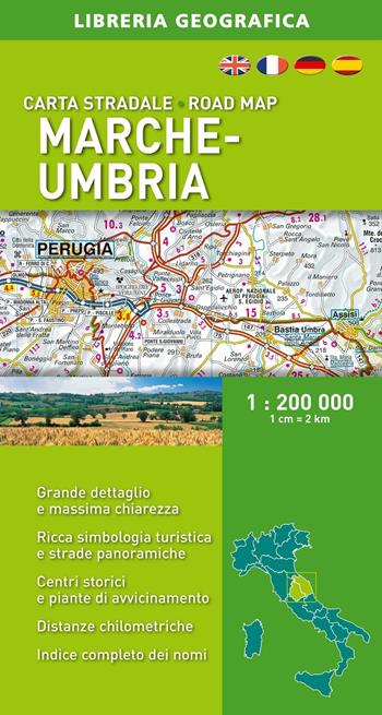 Marche-Umbria 1:200.000  - Libro Libreria Geografica 2016, Carte stradali regionali d'Italia | Libraccio.it