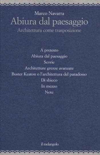 Abiura dal paesaggio. Architettura come trasposizione - Marco Navarra - Libro Il Nuovo Melangolo 2012, Pensare architettura | Libraccio.it