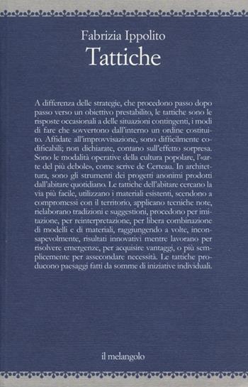 Tattiche - Fabrizia Ippolito - Libro Il Nuovo Melangolo 2013, Pensare architettura | Libraccio.it