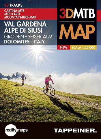 Cartina MTB. Val Gardena-Alpe di Siusi. 3DMTB map 1:25.000. Ediz. italiana, inglese e tedesca  - Libro Tappeiner 2018 | Libraccio.it