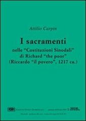 I sacramenti nelle «Costituzioni sinodali» di Richard «The Poor» (Riccardo «Il Povero») (1217)