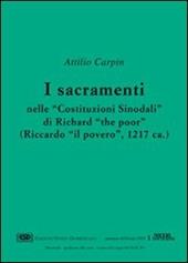 I sacramenti nelle «Costituzioni sinodali» di Richard «The Poor» (Riccardo «Il Povero») (1217)