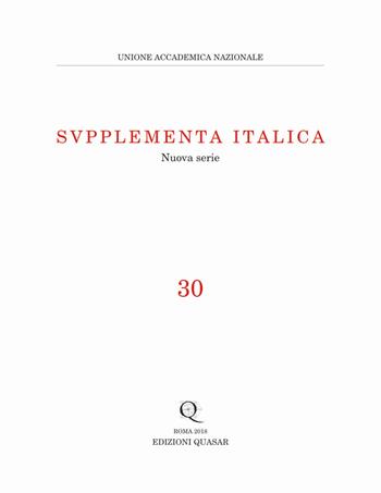 Supplementa Italica. Nuova serie (2018). Vol. 30  - Libro Quasar 2019 | Libraccio.it