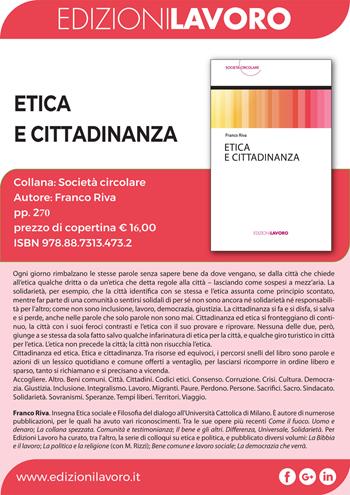 Etica e cittadinanza - Franco Riva - Libro Edizioni Lavoro 2020, Società circolare | Libraccio.it