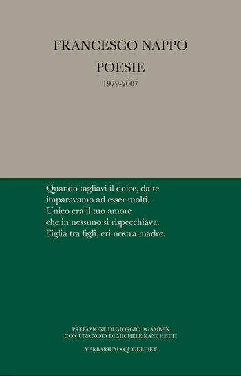 Poesie (1979-2007) - Francesco Nappo - Libro Quodlibet 2007, Verbarium | Libraccio.it
