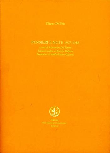 Pensieri e note 1917-1918 - Filippo De Pisis - Libro San Marco dei Giustiniani 2002, I fuoricollana | Libraccio.it