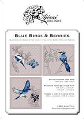 Blue birds & Berries. Cross stitch and blackwork designs