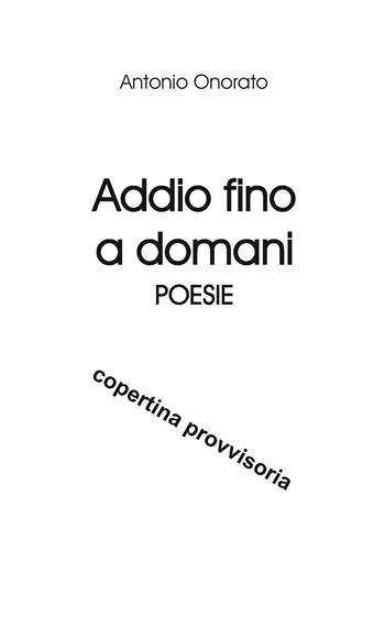 Addio fino a domani - Antonio Onorato - Libro Casa Editrice Pagine 2018 | Libraccio.it