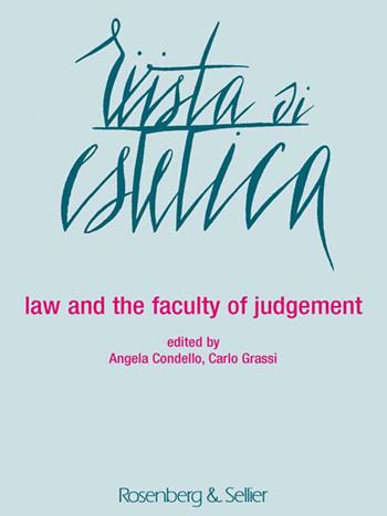 Rivista di estetica (2017). Vol. 65: Law and the faculty of judgemen.  - Libro Rosenberg & Sellier 2020 | Libraccio.it