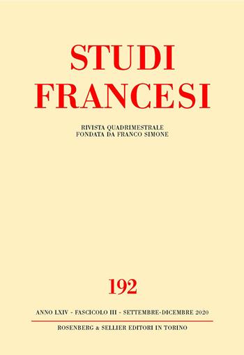 Studi francesi. Vol. 192  - Libro Rosenberg & Sellier 2021 | Libraccio.it