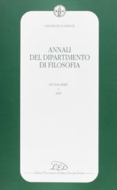 Annali del Dipartimento di filosofia dell'Università degli studi di Firenze. Nuova serie (1995)