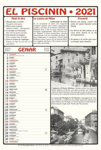 El Piscinin 2021. Con Libro  - Libro Meravigli 2020, Almanacchi milanesi | Libraccio.it