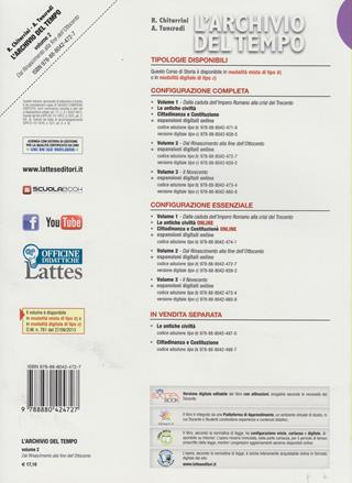 L' archivio del tempo. Con espansione online. Vol. 2: Dal Rinascimento alla fine dell'Ottocento. - Roberta Chitarrini, Anna Tancredi - Libro Lattes 2010 | Libraccio.it