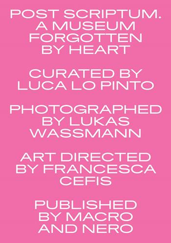 Post scriptum. A museum forgotten by heart - Lukas Wassmann - Libro Produzioni Nero 2025 | Libraccio.it