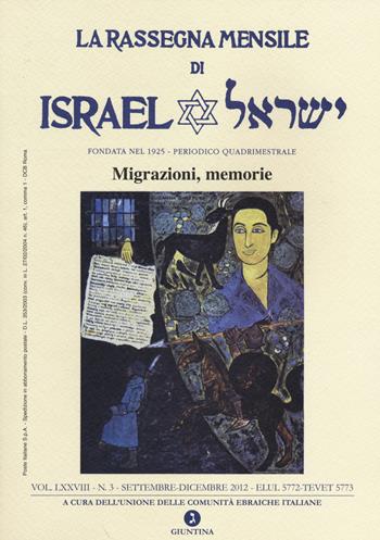 La rassegna mensile di Israel (2012) Settembre-dicembre 2012. Vol. 3  - Libro Giuntina 2013, Fuori collana | Libraccio.it
