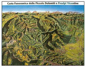 Carta panoramica delle piccole Dolomiti e Prealpi vicentine 1:15.000. Con carta sentieri dei gruppi: Carega, Fumante, Tre Croci, Sengio alto  - Libro Rossato 2008 | Libraccio.it