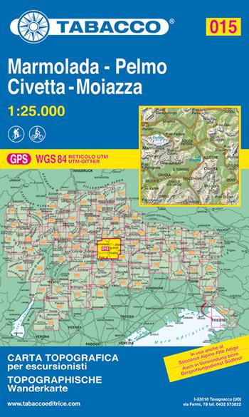 Marmolada. Pelmo. Civetta. Moiazza. Carta topografica 1:25.000  - Libro Tabacco 2008, Carte topografiche per escursionisti | Libraccio.it