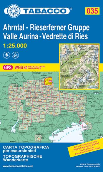 Valle Aurina. Vedrette di Ries 1:25.000  - Libro Tabacco 2008, Carte topografiche per escursionisti | Libraccio.it