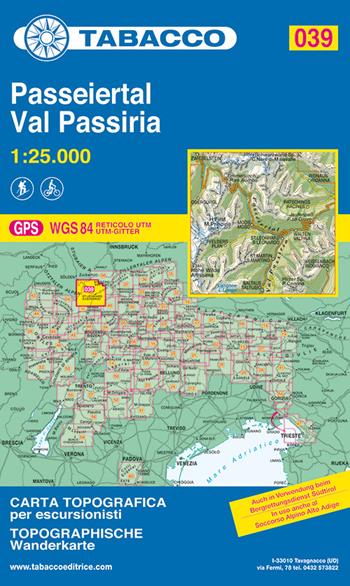 Val Passiria 1:25.000  - Libro Tabacco 2008, Carte topografiche per escursionisti | Libraccio.it