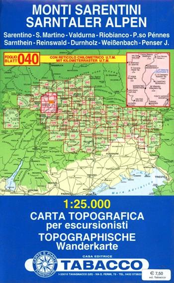 Monti Sarentini 1:25.000  - Libro Tabacco 2008, Carte topografiche per escursionisti | Libraccio.it