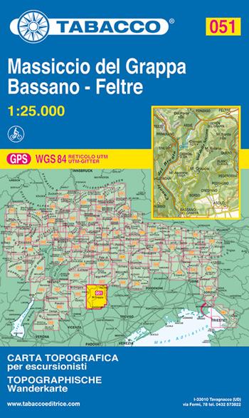 Monte Grappa, Bassano, Feltre 1:25.000  - Libro Tabacco 2008, Carte topografiche per escursionisti | Libraccio.it