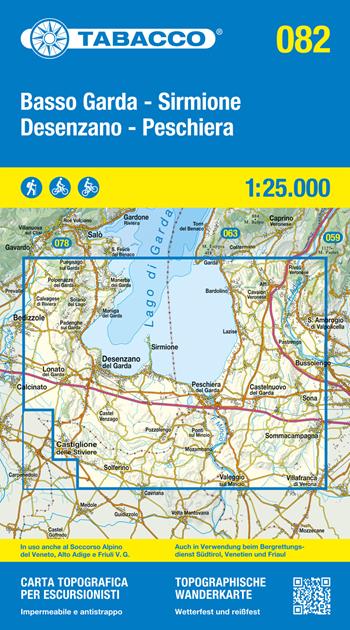 Basso Garda, Sirmione, Desenzano, Peschiera. Carta topografica in scala 1:25.000, antistrappo, impermeabile, fotodegradabile. Ediz. italiana, inglese, francese e tedesca  - Libro Tabacco 2024, Carta topografica in scala 1:25.000 | Libraccio.it