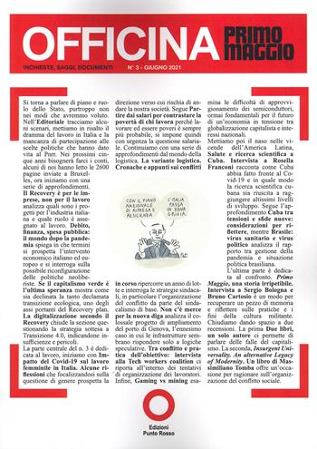 Officina Primo Maggio. Inchieste, saggi, documenti (2021). Vol. 3  - Libro Edizioni Punto Rosso 2021 | Libraccio.it